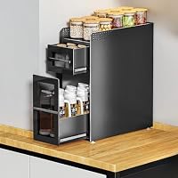 Amazon｜JIKANNOYA 隠せる調味料ラック 3段 L36×W15×H51cm 炭素鋼